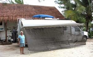 Pegggy showing our new Sunscreen DierckPalapaPeggyRV_S